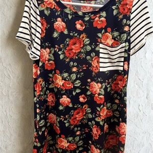 Floral and Striped Women's Top